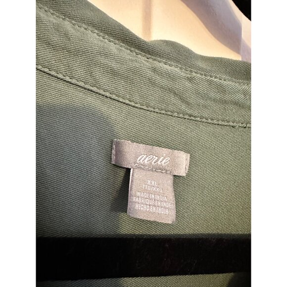 aerie green short sleeved camp style button down shirt XXL - Picture 3 of 7
